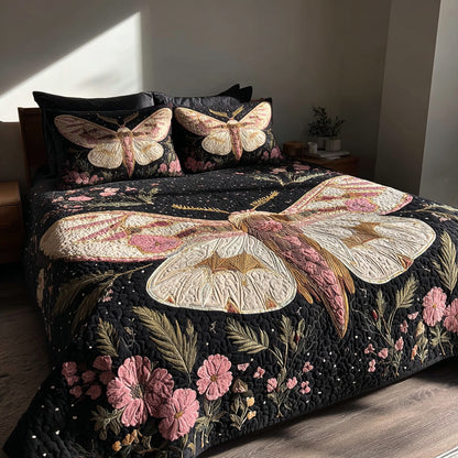 Floral Moth 3-Piece Quilted Bedding Set NCU0VL3755