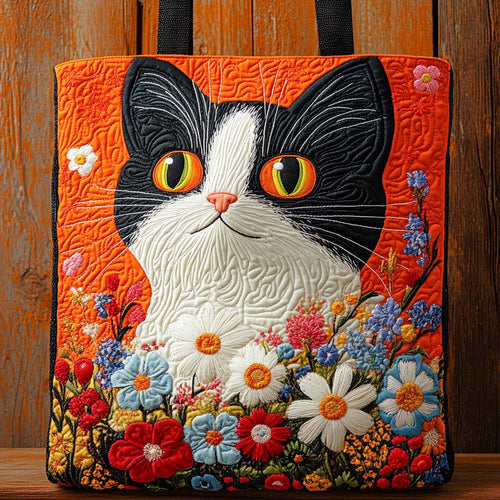 Floral Muse Cat Quilted Tote Bag NCU0XD1211