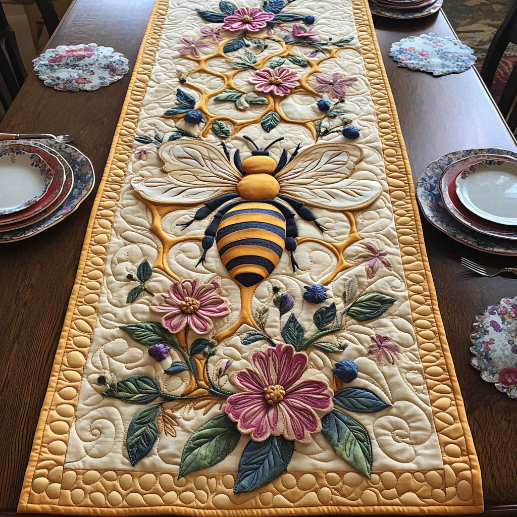 Nectar Table Floral Nectar Harmony Quilted Table Runner NCU0PT3789 – Vantique