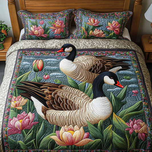 Floral Pair 3-Piece Quilted Bedding Set NCU0NT3162