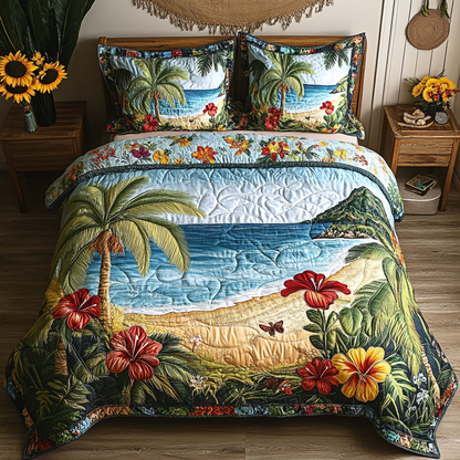 Floral Paradise 3-Piece Quilted Bedding Set NCU0VL1830
