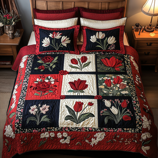 Floral Patch 3-Piece Quilted Bedding Set NCU0DK9713