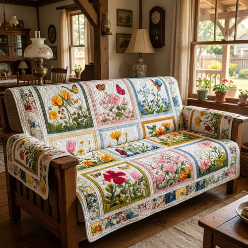 Floral Patch Garden Quilted Sofa Cover NCU0PT11514