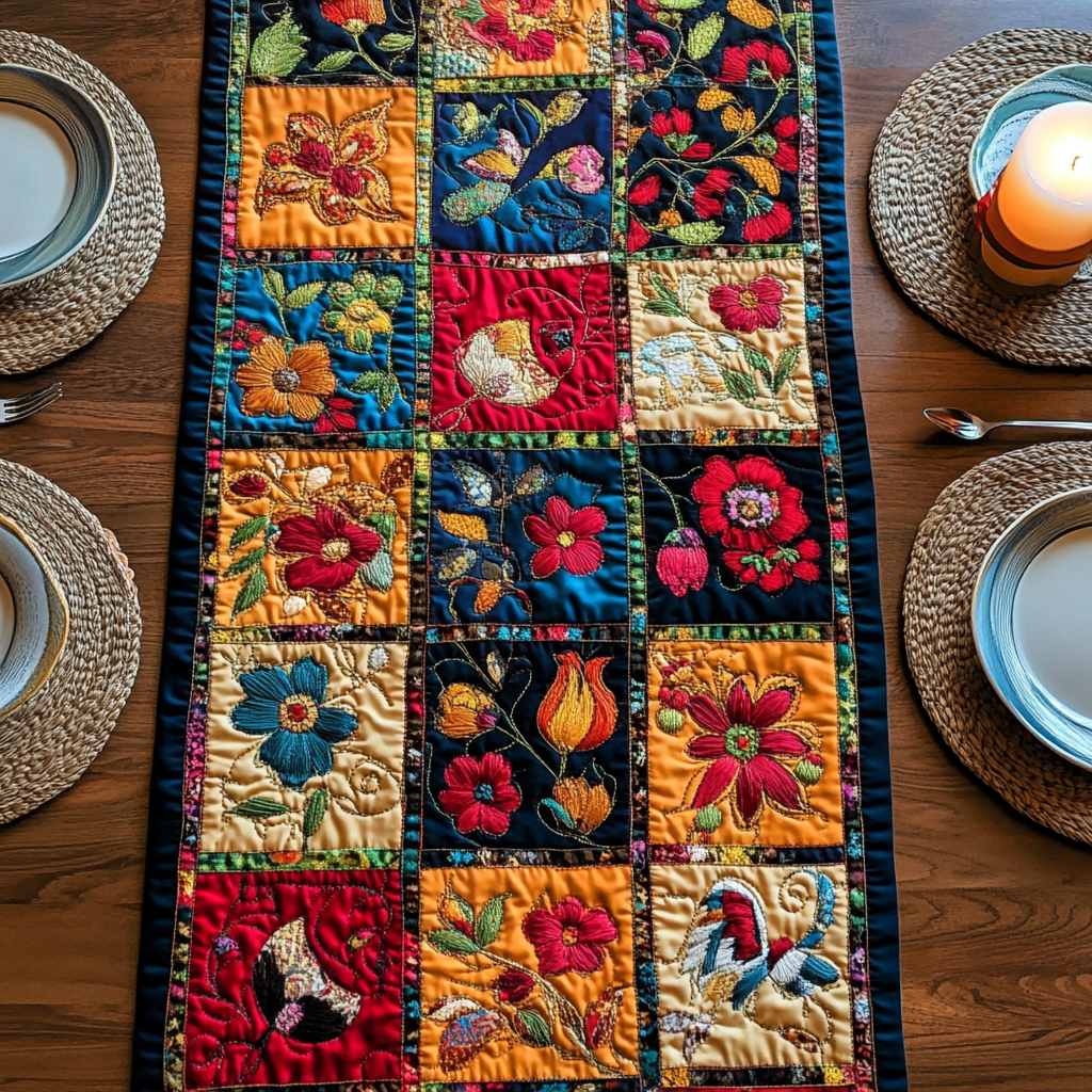 Floral Patch Quilted Table Runner NCU0VH2080