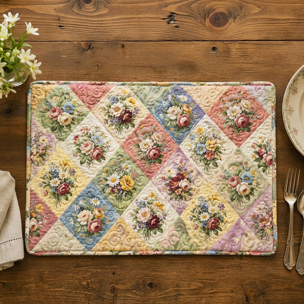 Floral Patchwork Quilted Placemat NCU0TV1541