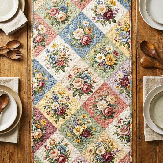 Floral Patchwork Quilted Table Runner NCU0TV1541