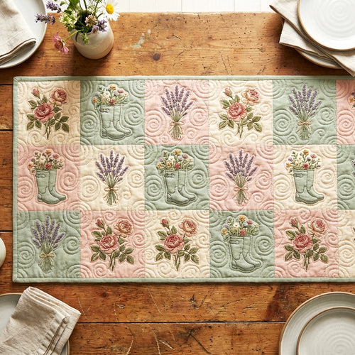 Floral Patchwork Quilted Table Runner NCU0TV1782