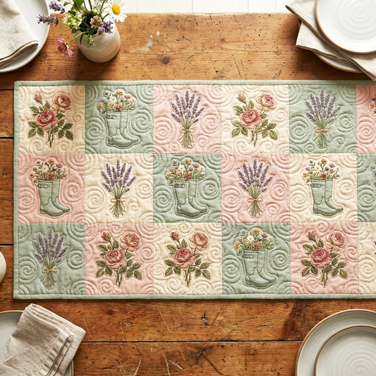 Floral Patchwork Quilted Table Runner NCU0TV1782