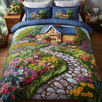 Floral Pathway 3-Piece Quilted Bedding Set NCU0DK6364