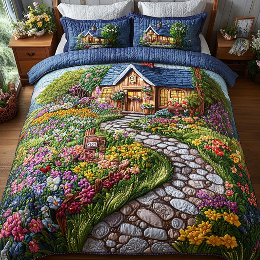 Floral Pathway 3-Piece Quilted Bedding Set NCU0DK6364