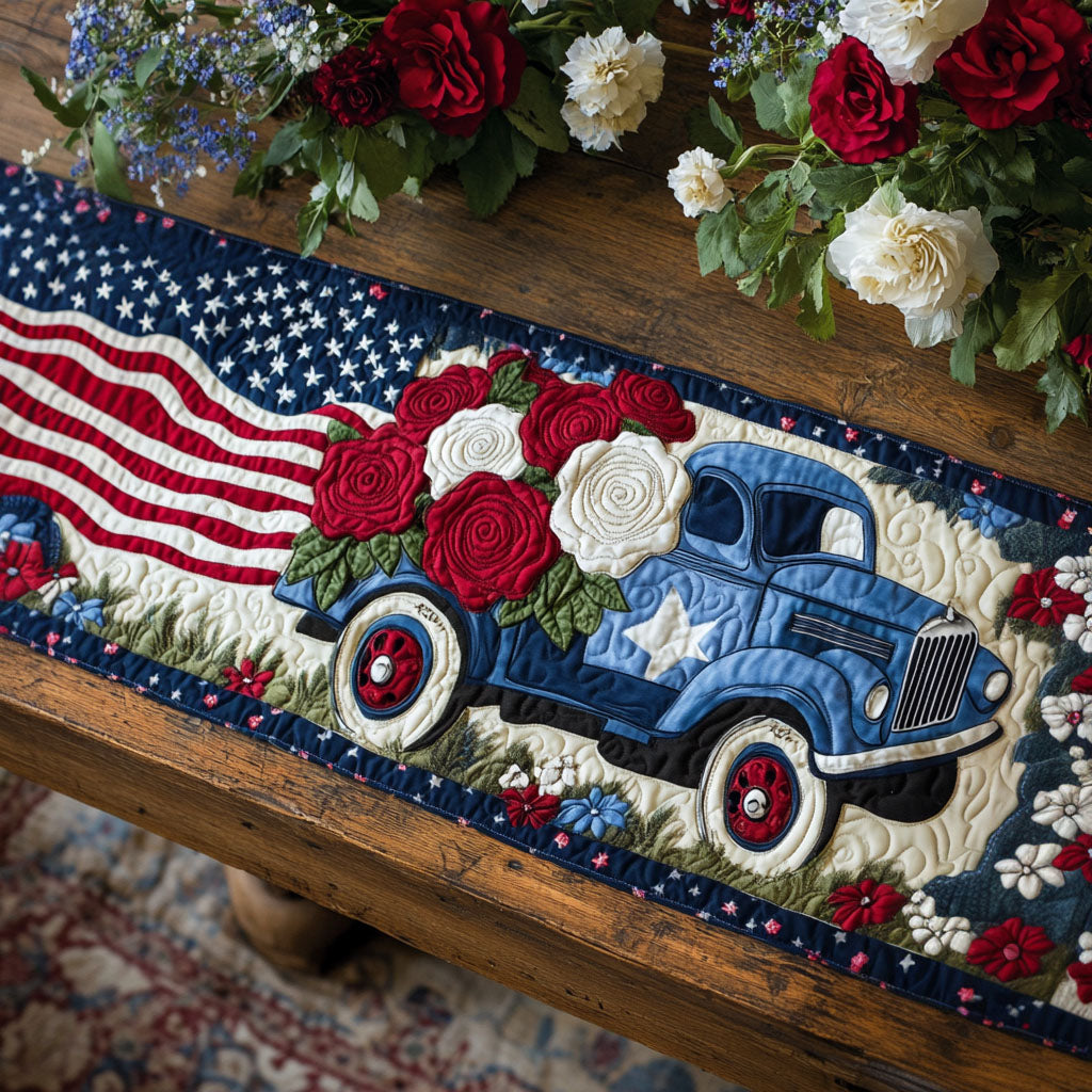 Floral Patriot Quilted Table Runner NCU0PT5373