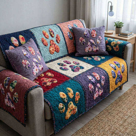 Floral Paws Quilted Sofa Cover NCU0NT12420
