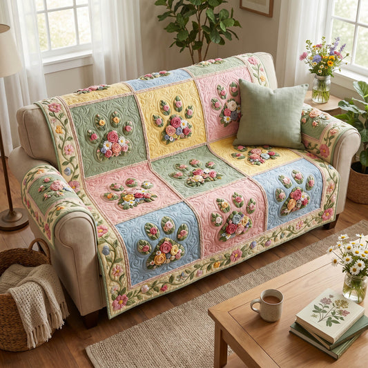 Floral Paws Quilted Sofa Cover NCU0TD2807