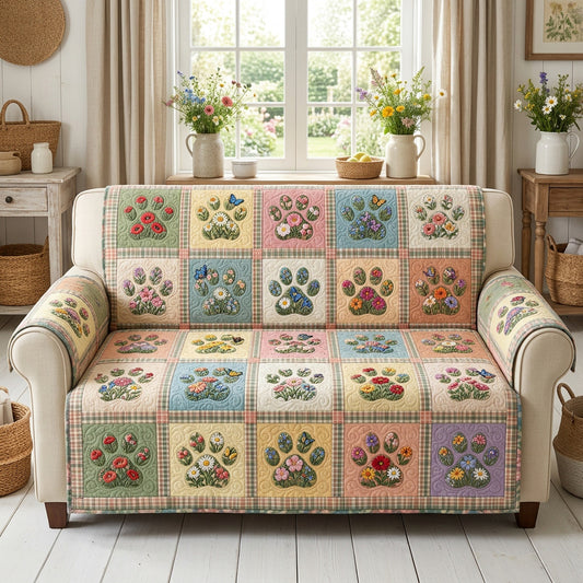 Floral Paws Quilted Sofa Cover NCU0TV1946