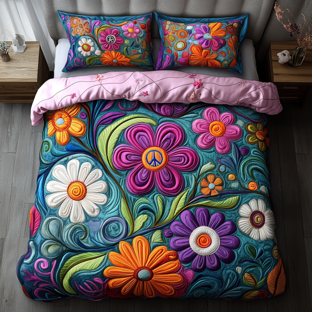 Floral Peace Garden Quilted Bedding Set NCU0DK6391