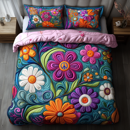Floral Peace Garden Quilted Bedding Set NCU0DK6391