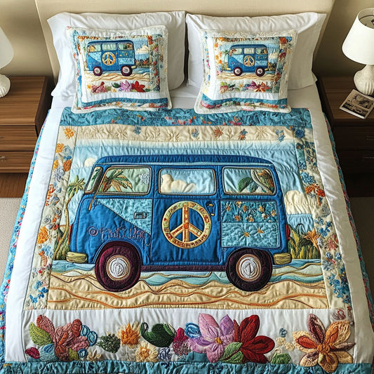 Floral Peace Van 3-Piece Quilted Bedding Set NCU0NT4096