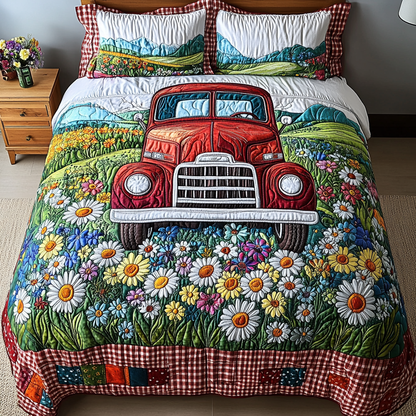 Floral Pickup 3-Piece Quilted Bedding Set NCU0DK5765
