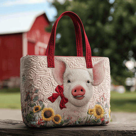 Floral Pig Delight Quilted Tote Bag NCU0TH2761