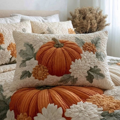 Floral Pumpkin Fields Quilted Bedding Pillow Case NCU0VL3648