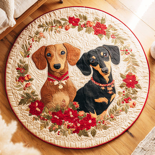 Floral Pup Quilted Round Mat NCU0TD477