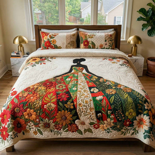 Floral Queen 3-Piece Quilted Bedding Set NCU0XD2741
