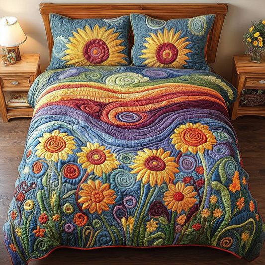 Floral Radiance 3-Piece Quilted Bedding Set NCU0VH4546