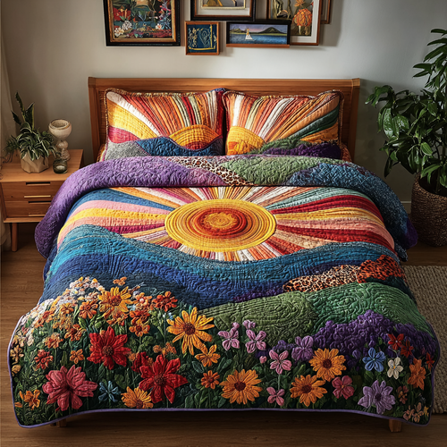 Floral Radiance 3-Piece Quilted Bedding Set NCU0VH5754