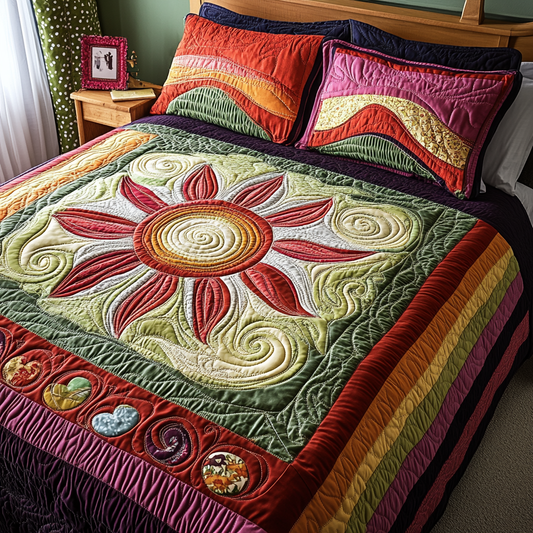 Floral Rays 3-Piece Quilted Bedding Set NCU0VL916