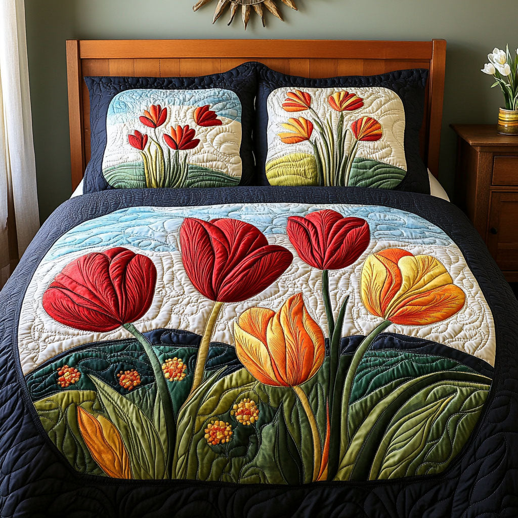 Floral Rebirth 3-Piece Quilted Bedding Set NCU0PT5753