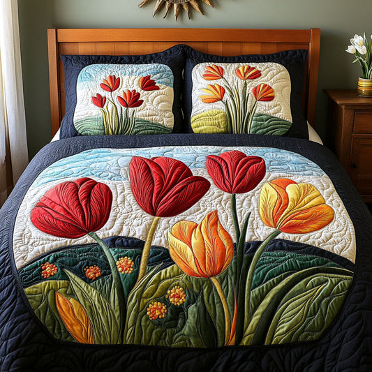 Floral Rebirth 3-Piece Quilted Bedding Set NCU0PT5753