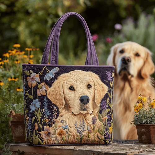 Floral Retriever Love Quilted Tote Bag NCU0TH2800