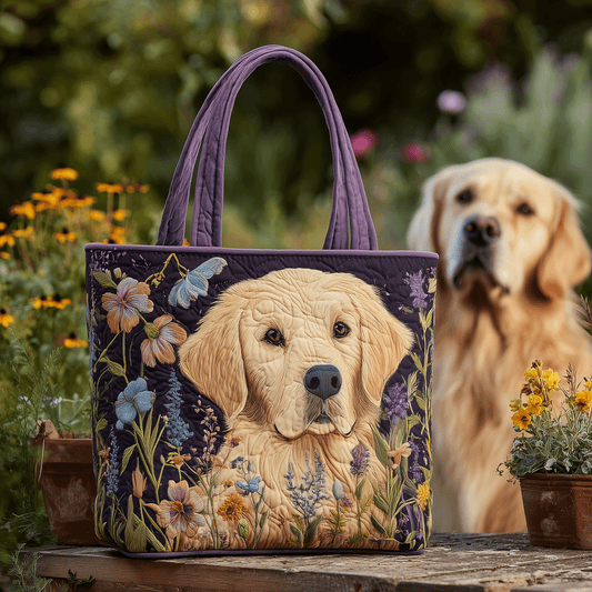 Floral Retriever Love Quilted Tote Bag NCU0TH2800