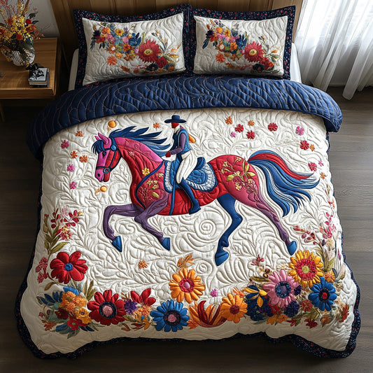 Floral Rider 3-Piece Quilted Bedding Set NCU0DV6637