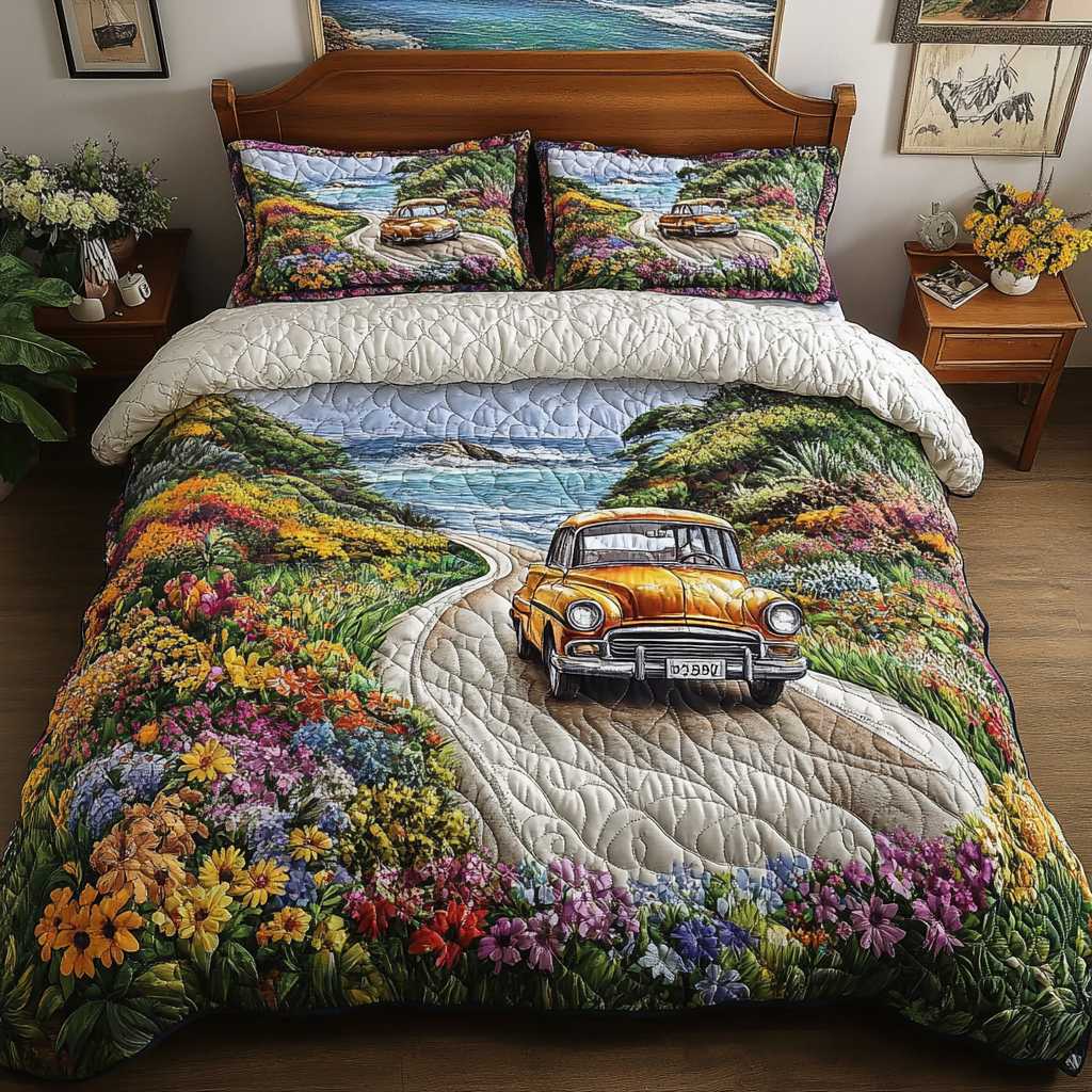 Floral Rise 3-Piece Quilted Bedding Set NCU0VL2500