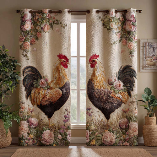 Floral Rooster Elegance Quilted Curtains NCU0XD2108