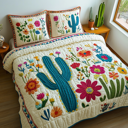 Floral Saguaro 3-Piece Quilted Bedding Set NCU0VL2627