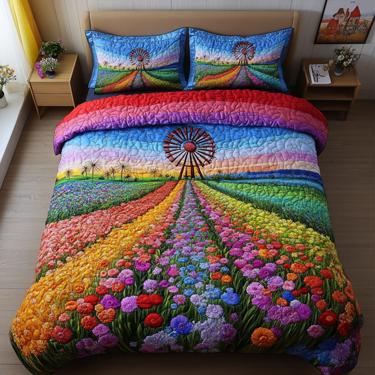 Floral Serenity 3-Piece Quilted Bedding Set NCU0DK4741