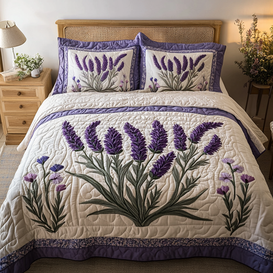 Floral Serenity 3-Piece Quilted Bedding Set NCU0VH4566