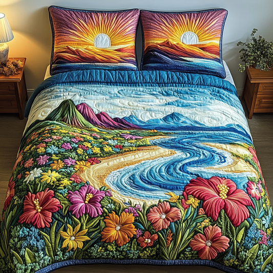 Floral Serenity 3-Piece Quilted Bedding Set NCU0VL1870