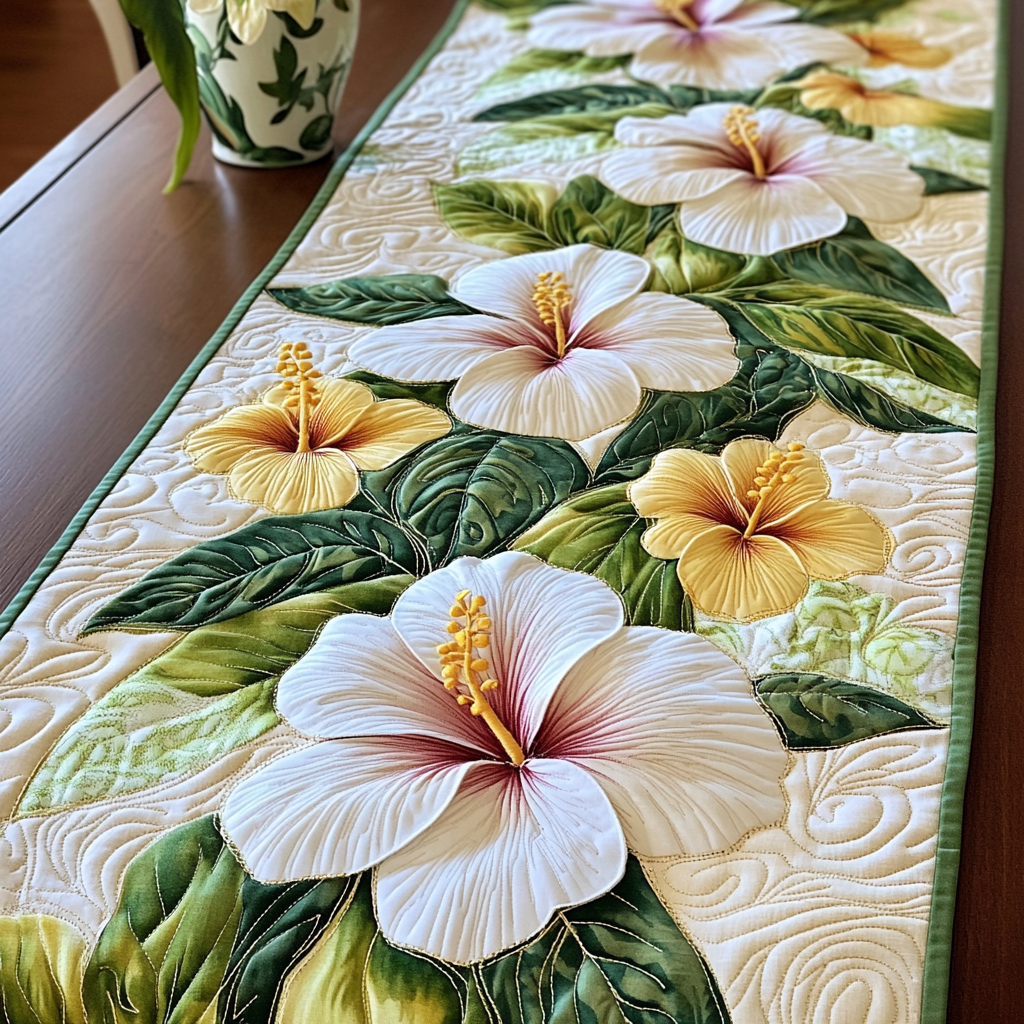 Floral Serenity Quilted Table Runner NCU0VL1953