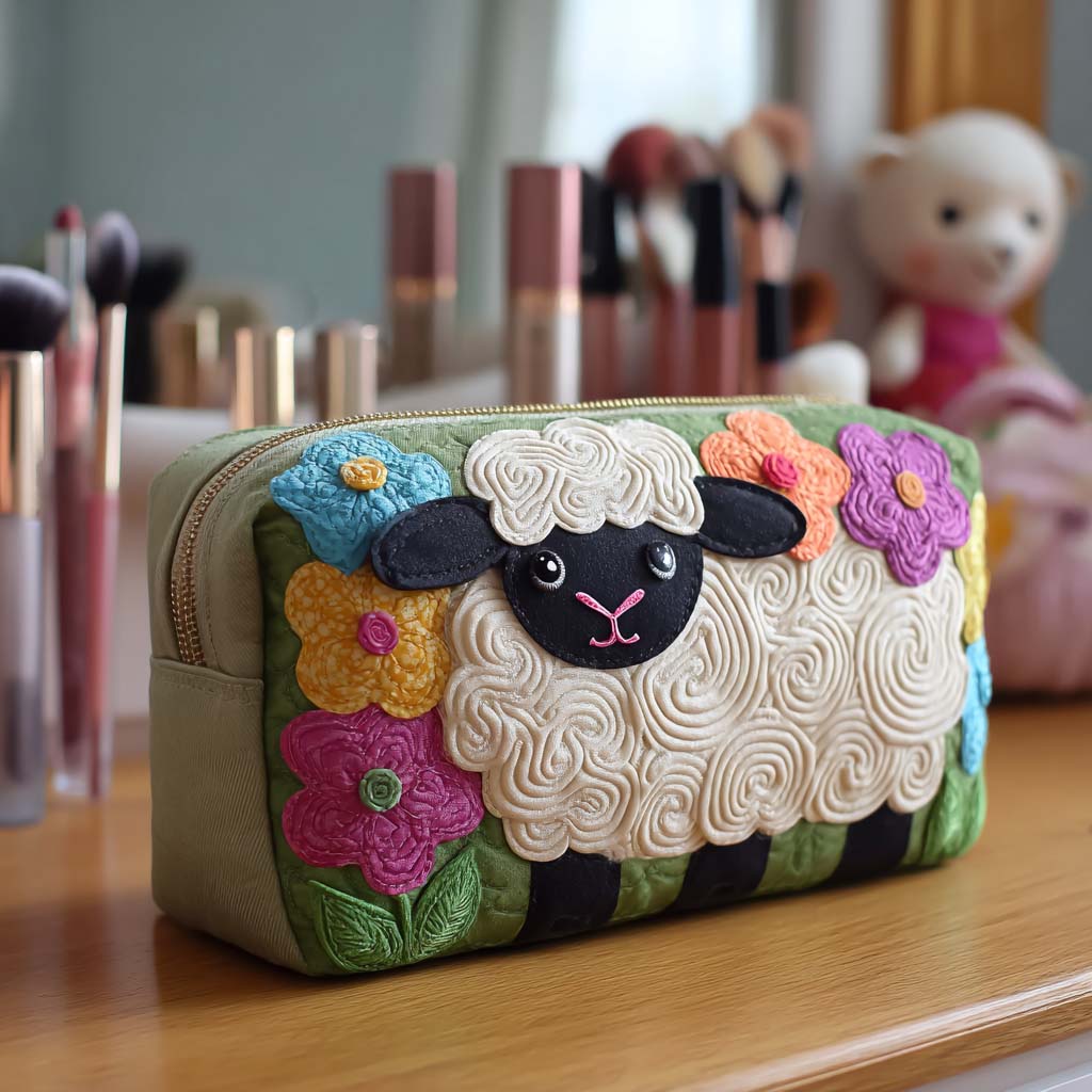 Sheep Quilted Makeup Bag NCU0VT287