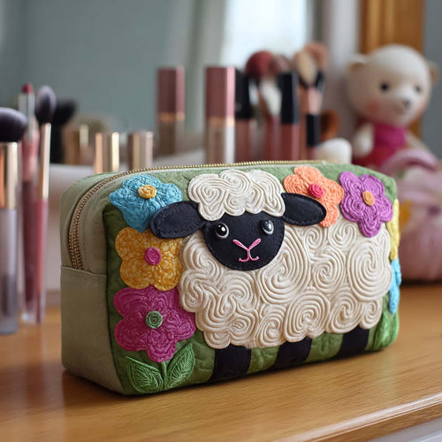 Floral Sheep Quilted Makeup Bag NCU0NT10385