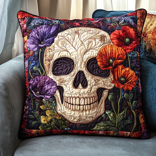 Floral Skull Love Quilted Pillow Case NCU0TL1868