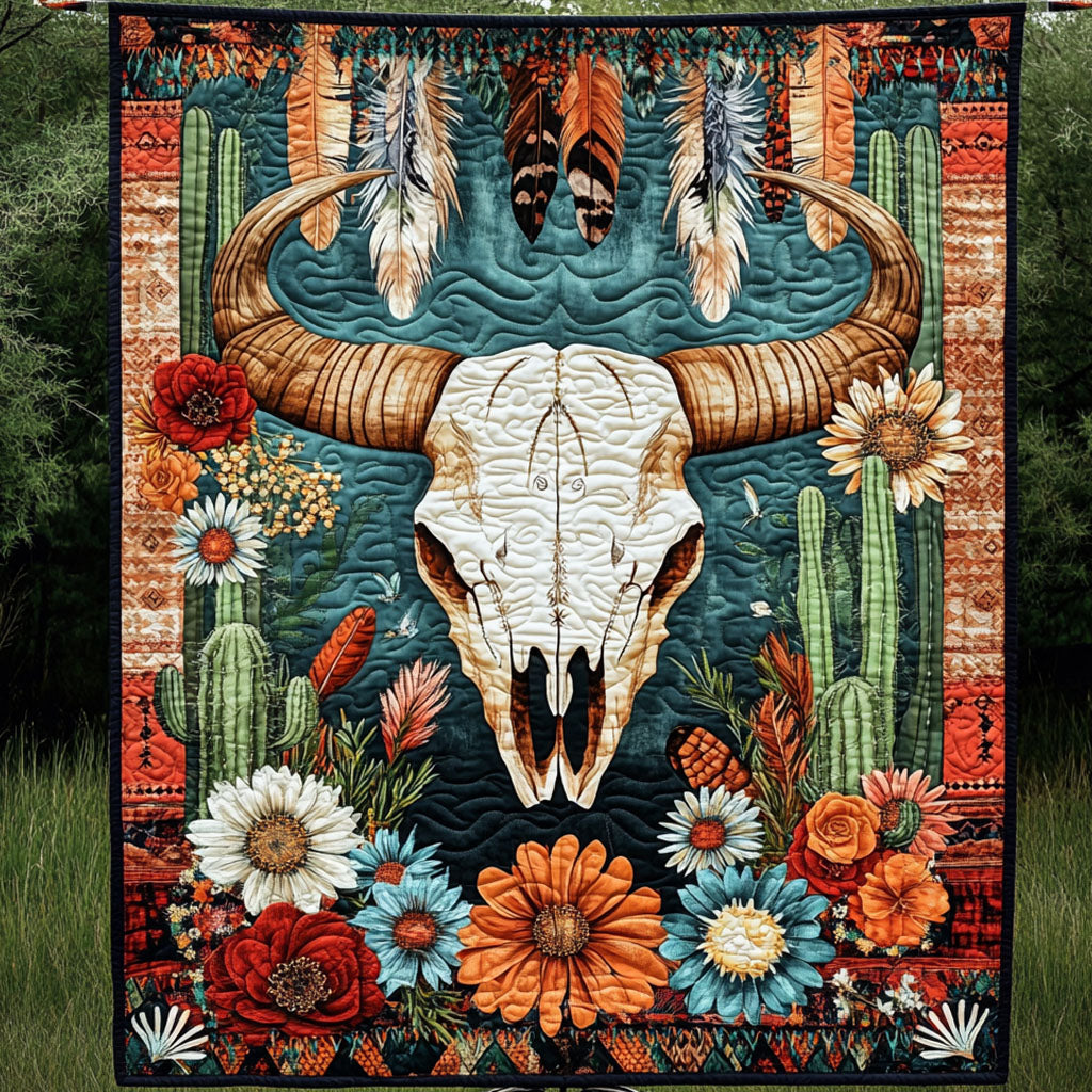 Floral Skull Quilted Blanket NCU0NT5240