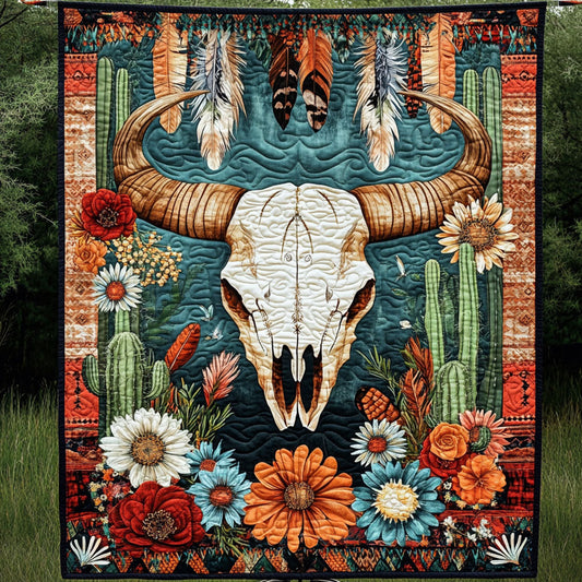 Floral Skull Quilted Blanket NCU0NT5240