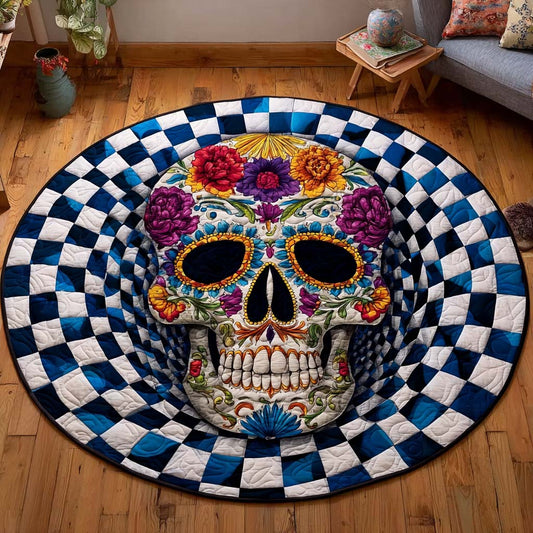 Floral Skull Quilted Round Mat NCU0NT9927