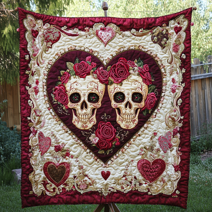 Floral Skulls Quilted Blanket NCU0VH2113