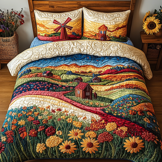 Floral Sky 3-Piece Quilted Bedding Set NCU0VL1678