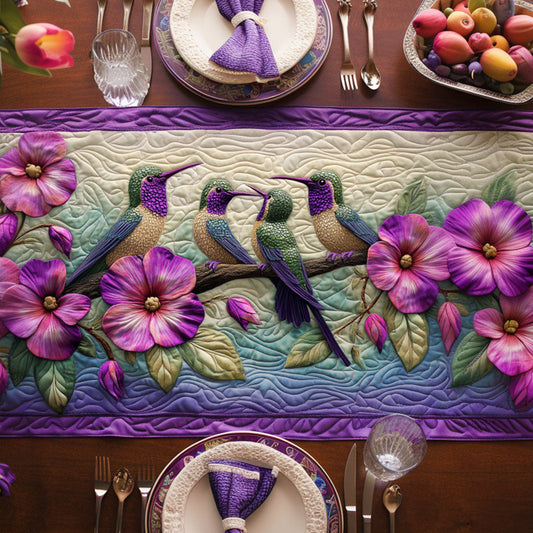 Floral Songbirds Quilted Table Runner NCU0NT6222